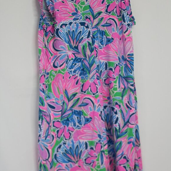 Lilly Pulitzer Pink Multicolored Floral V-neck Cotton Dress Size Medium - Picture 3 of 10